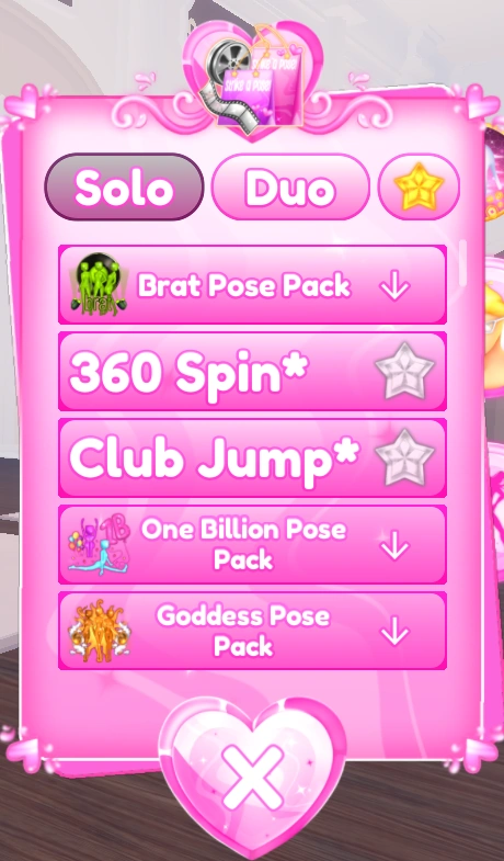 The Poses UI with the BRAT Pose Pack at the top.