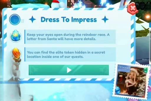 The quest info UI for Dress To Impress, as seen in the event hub.