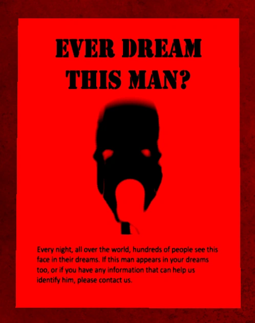 This is a poster found in The Fortress game depicting the man which appears in Lana's (and possibly others') dreams.