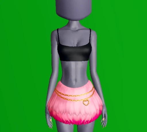Furry Styled Skirt W Heart Chains Set.png