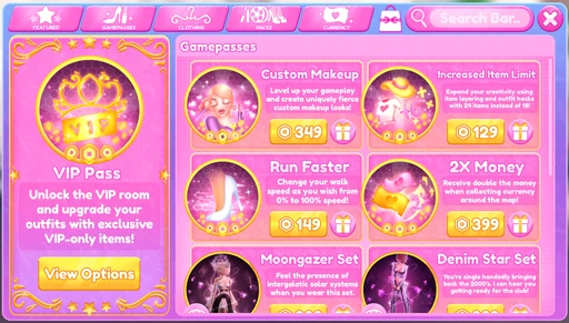 GamePasses Section