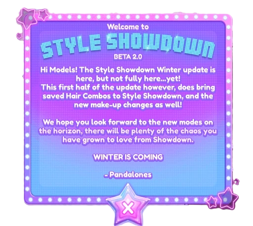 Style Showdown Pre-Winter welcome screen