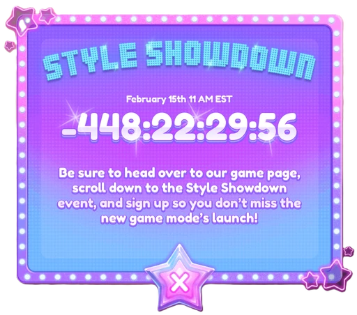 The Style Showdown countdown UI before being released in Beta. (This pops up after selecting the Style Showdown button)