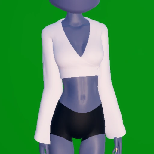 Cropped V Top w/ Sleeves