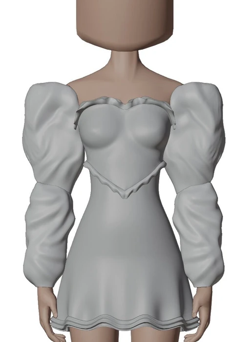 Corset dress with double puff sleeves[2]