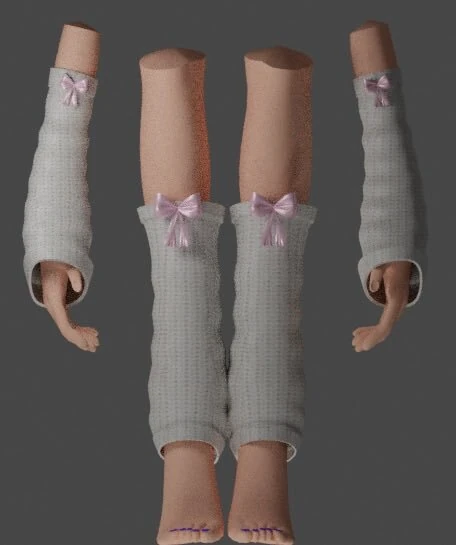 Scrapped arm and leg warmers with bow accents[3]