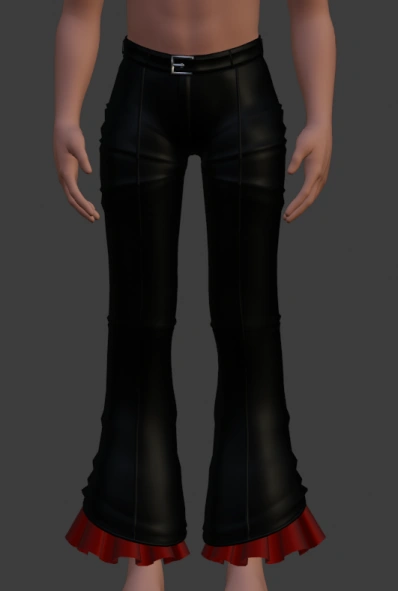 Pleather Pants with Ruffles at the bottom[27]