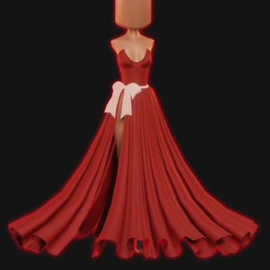Scrapped Red dress - Reason: The physics broke, the corset design, and the slit on the dress was deemed too revealing.[5]