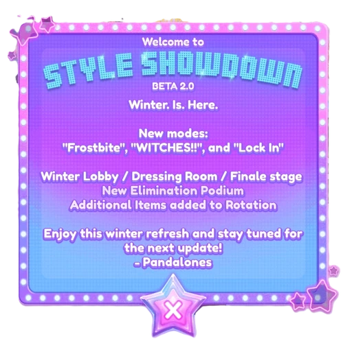 Style Showdown Winter 2025 welcome screen